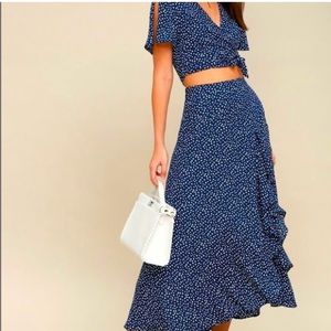 Lulu's Navy and White Skirt Set